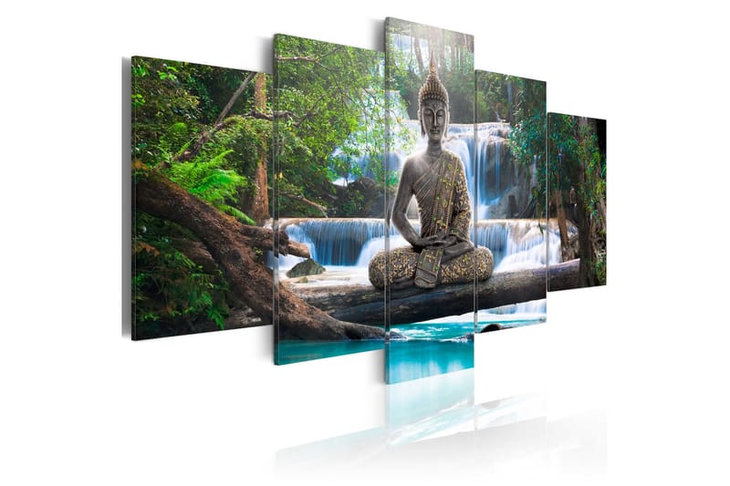 Tavla Buddha And Waterfall 100x50 - Artgeist sp. z o. o. - Canvastavla