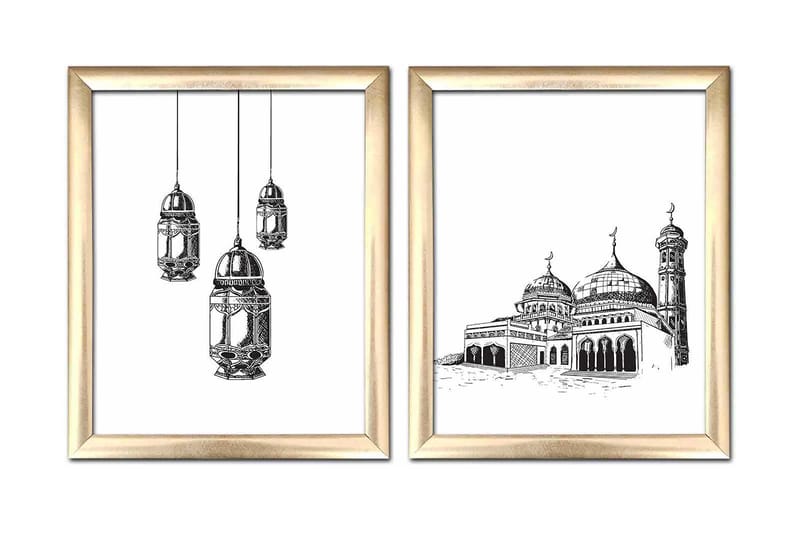 Tavla Building Med Ram 2-Pack Flerfärgad 23,5X28,5 - 23,5x28,5 cm - Inredning - Tavlor & posters - Canvastavla