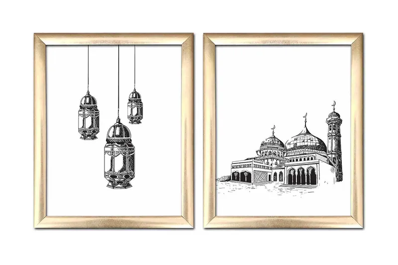 Tavla Building med Ram 2-pack Flerfärgad, 23,5x28,5 cm