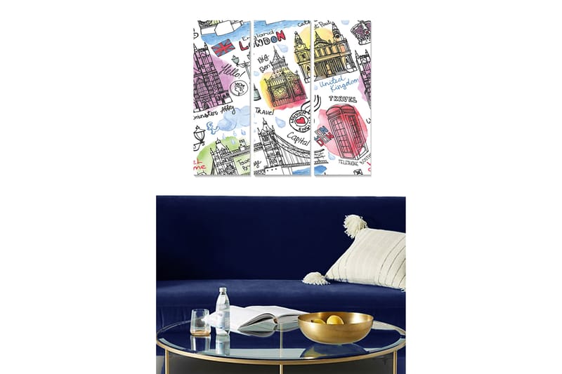Tavla City 3-Pack Flerfärgad 20X50 - 20x50 cm - Inredning - Tavlor & posters - Canvastavla