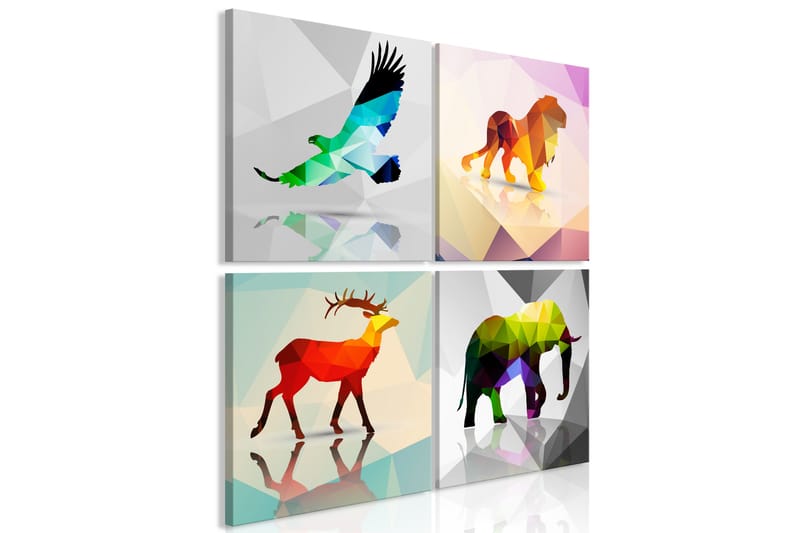 Tavla Colourful Animals 4 Parts 60x60 - Artgeist sp. z o. o. - Canvastavla