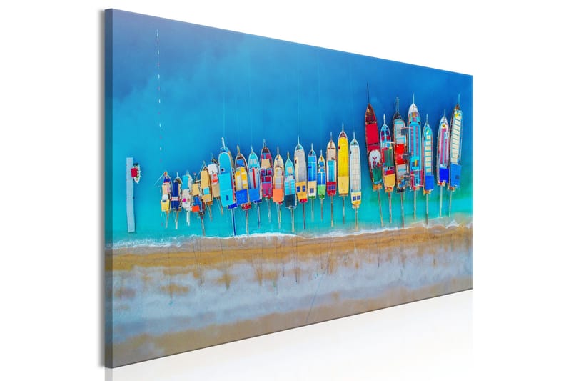 Tavla Colourful Boats (1 Part) Narrow 120x40 - Inredning - Tavlor & posters - Canvastavla