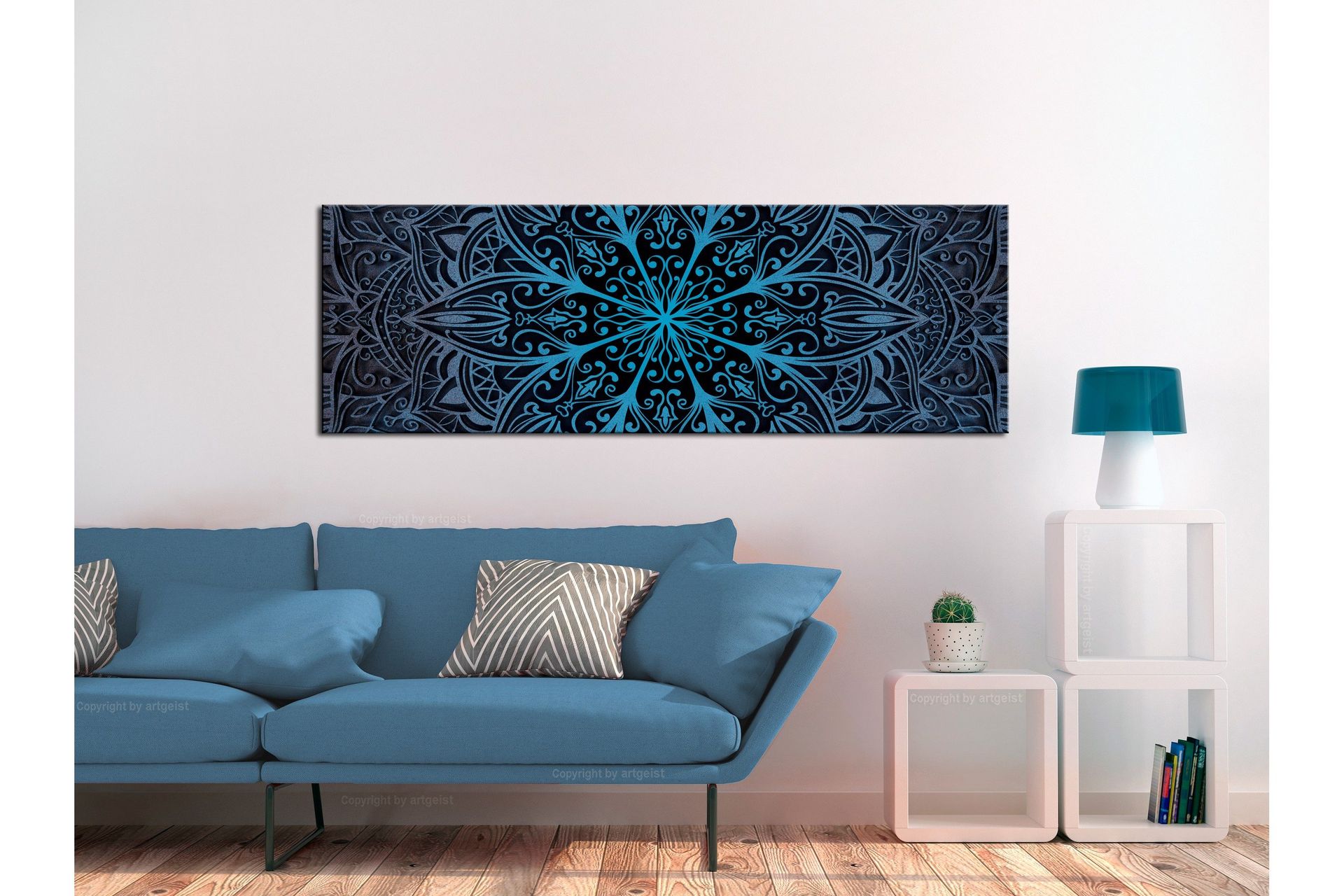Tavla Feathers (1 Part) Blue Narrow 135x45 -