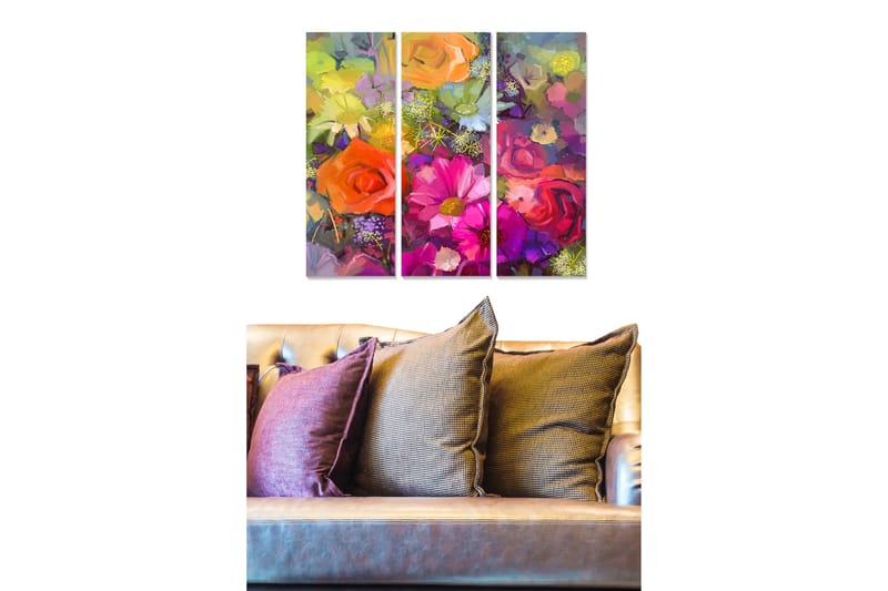 Tavla Floral 3-Pack Flerfärgad 20X50 - 20x50 cm - Canvastavla