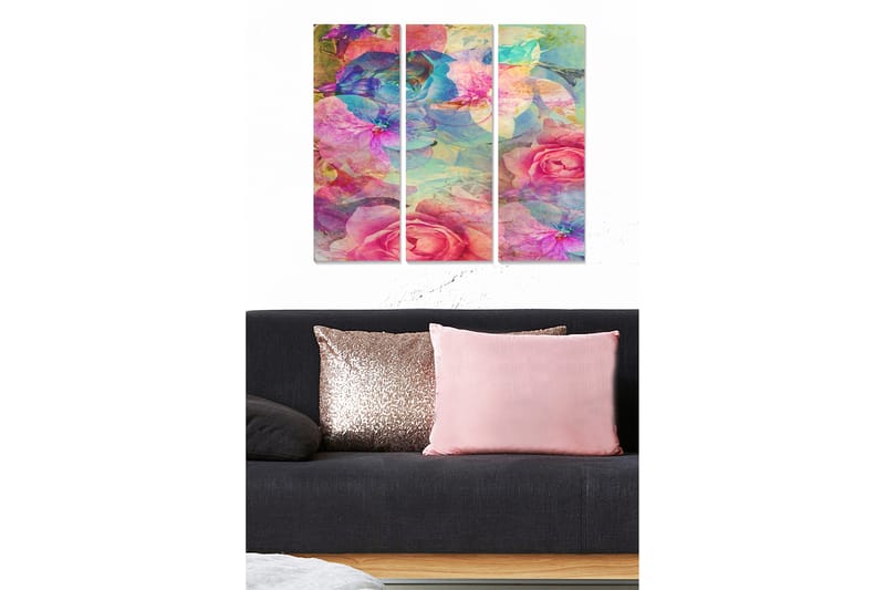 Tavla Floral 3-Pack Flerfärgad 20X50 - 20x50 cm - Canvastavla