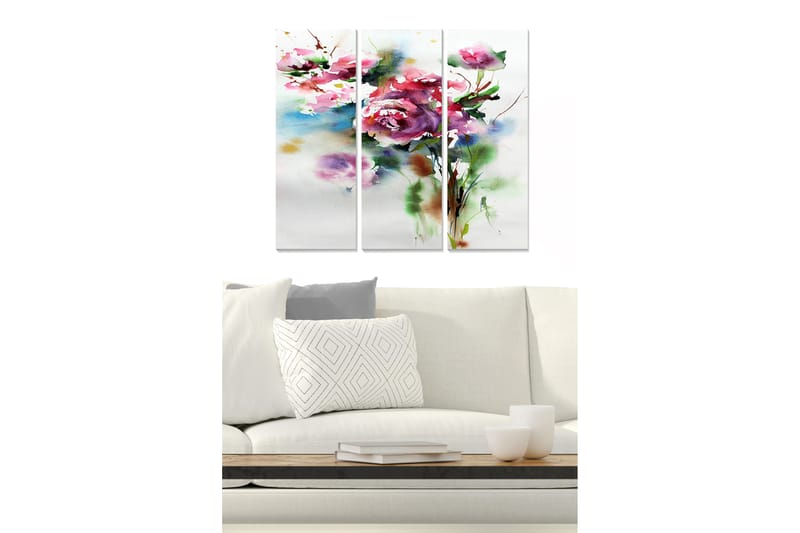 Tavla Floral 3-Pack Flerfärgad 20X50 Cm - 20x50 cm - Inredning - Tavlor & posters - Canvastavla