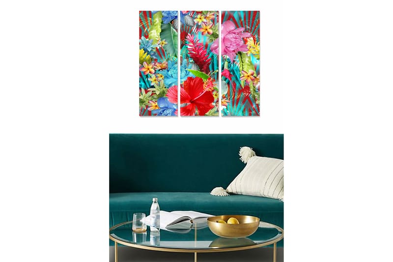 Tavla Floral 3-Pack Flerfärgad 20X50 Cm - 20x50 cm - Inredning - Tavlor & posters - Canvastavla