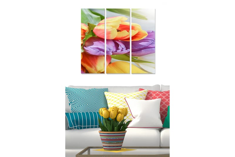 Tavla Floral 3-Pack Flerfärgad 20X50 Cm - 20x50 cm - Inredning - Tavlor & posters - Canvastavla