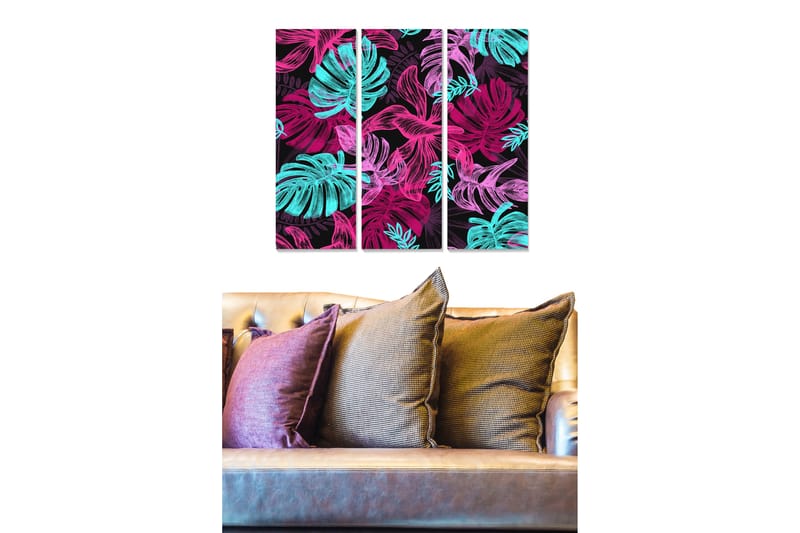 Tavla Floral 3-Pack Flerfärgad 20X50 Cm - 20x50 cm - Canvastavla