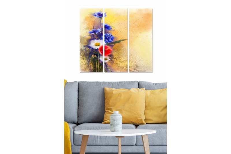 Tavla Floral 3-Pack Flerfärgad 20X50 Cm - 20x50 cm - Canvastavla