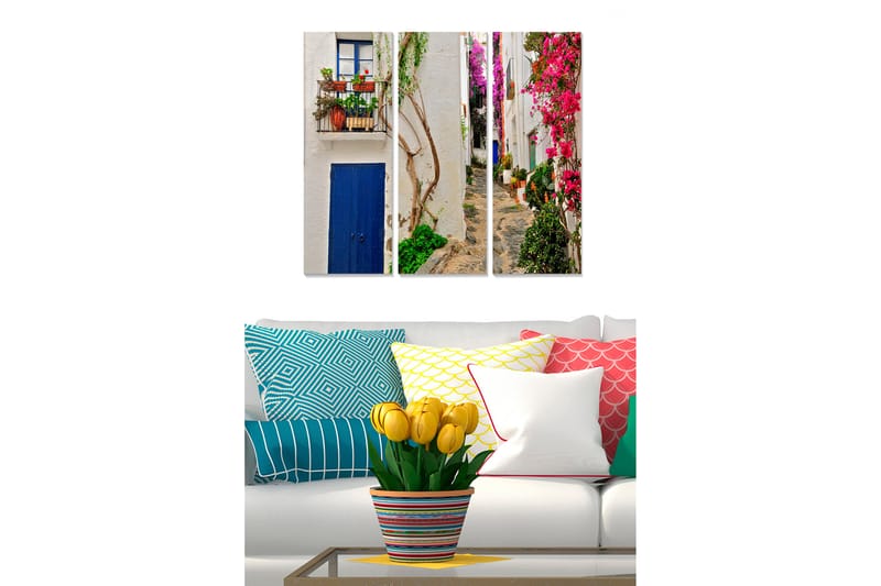 Tavla Floral 3-Pack Flerfärgad 20X50 Cm - 20x50 cm - Canvastavla