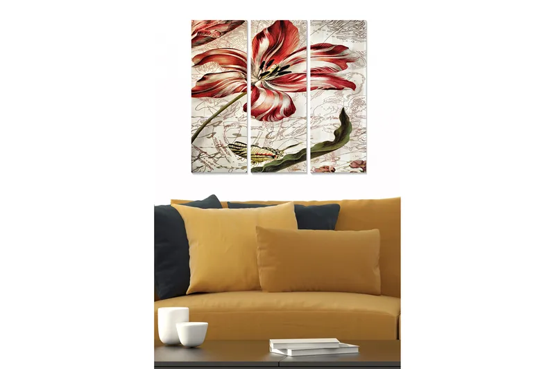 Tavla Floral 3-pack Flerfärgad, 20x50 cm