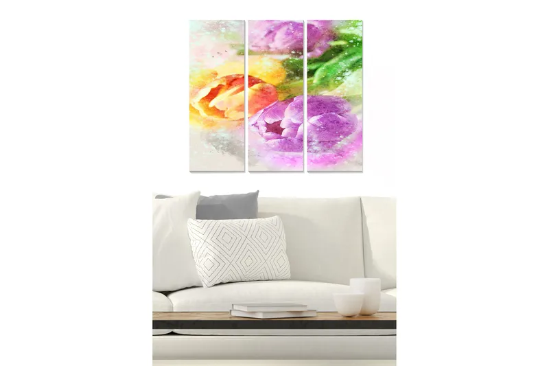 Tavla Floral 3-pack Flerfärgad, 20x50 cm