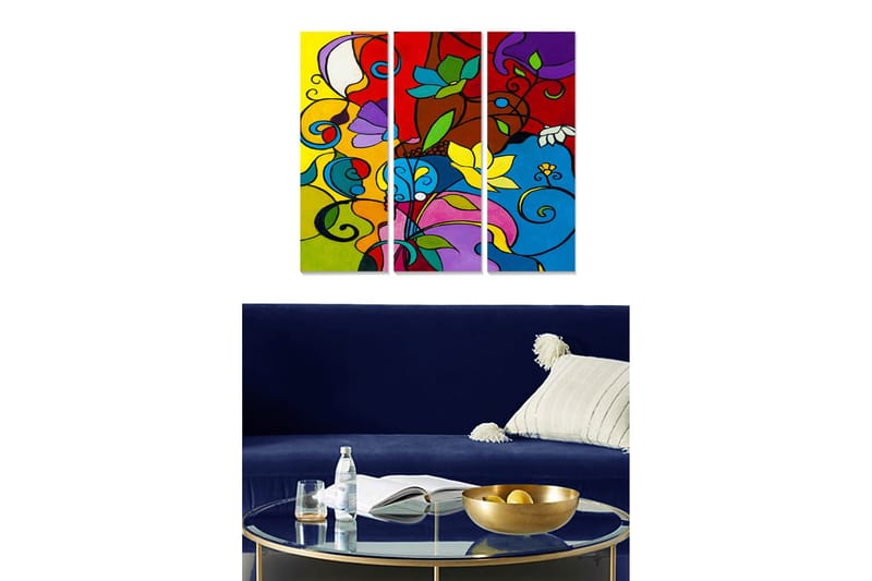 Tavla Floral 3-pack Flerfärgad, 20x50 cm