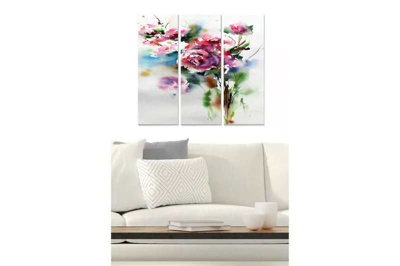 Tavla Floral 3-pack Flerfärgad, 20x50 cm
