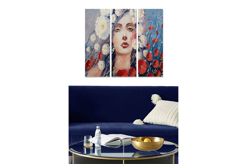 Tavla Floral 3-pack Flerfärgad, 20x50 cm