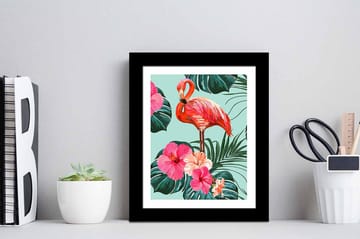 Tavla Floral Animal med Ram Flerfärgad - 23,5x28,5 cm - Inredning - Tavlor & posters - Canvastavla
