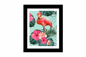 Tavla Floral Animal med Ram Flerfärgad - 23,5x28,5 cm - Inredning - Tavlor & posters - Canvastavla