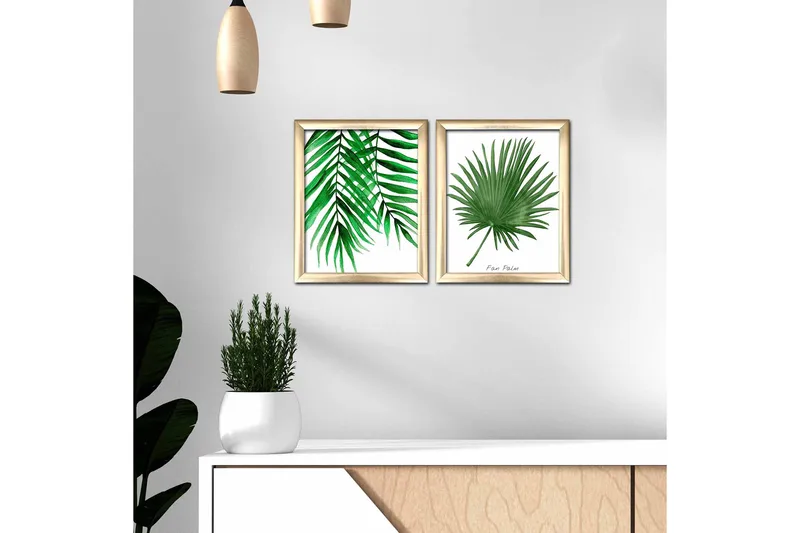 Tavla Floral med Ram 2-pack Flerfärgad - 23,5x28,5 cm - Inredning - Tavlor & posters - Canvastavla