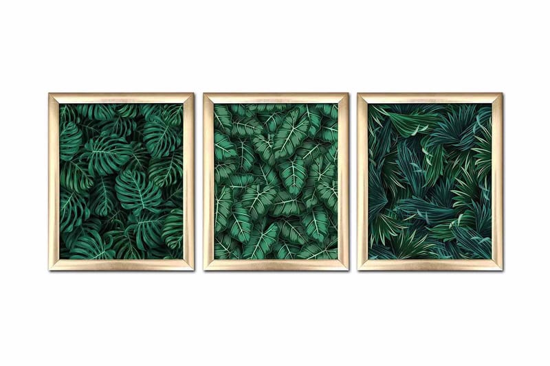 Tavla Floral Med Ram 3-Pack Flerfärgad 23,5X28,5 - 23,5x28,5 cm - Inredning - Tavlor & posters - Canvastavla
