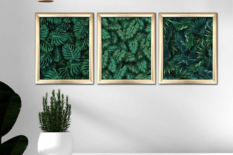 Tavla Floral Med Ram 3-Pack Flerfärgad 23,5X28,5 - 23,5x28,5 cm - Inredning - Tavlor & posters - Canvastavla