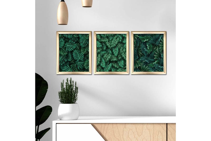 Tavla Floral Med Ram 3-Pack Flerfärgad 23,5X28,5 - 23,5x28,5 cm - Inredning - Tavlor & posters - Canvastavla