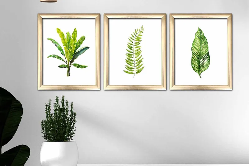 Tavla Floral med Ram 3-pack Flerfärgad - 23,5x28,5 cm - Inredning - Tavlor & posters - Canvastavla