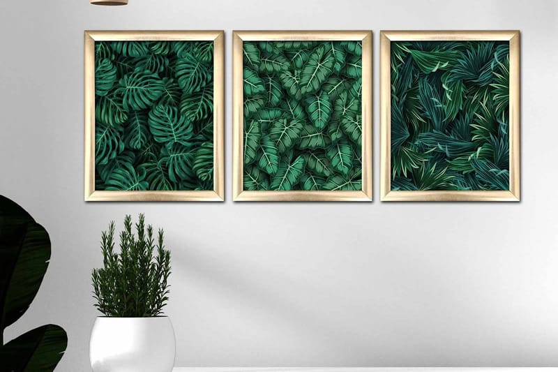 Tavla Floral med Ram 3-pack Flerfärgad - 23,5x28,5 cm - Inredning - Tavlor & posters - Canvastavla