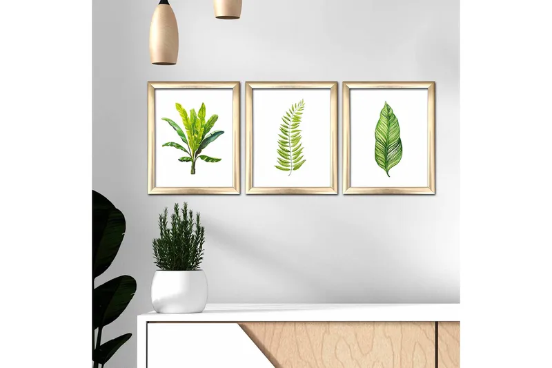 Tavla Floral med Ram 3-pack Flerfärgad - 23,5x28,5 cm - Inredning - Tavlor & posters - Canvastavla