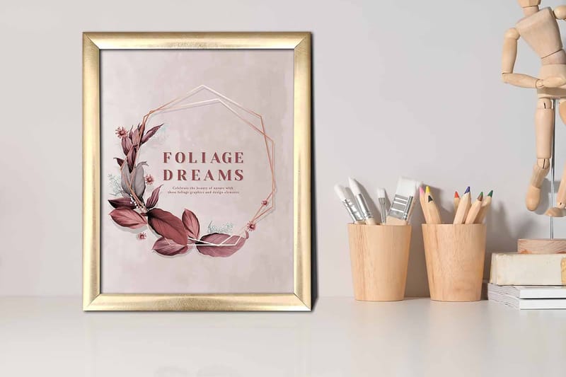 Tavla Floral Med Ram Flerfärgad 23,5X28,5 - 23,5x28,5 cm - Inredning - Tavlor & posters - Canvastavla