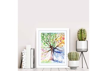 Tavla Floral Med Ram Flerfärgad 23,5X28,5 - 23,5x28,5 cm - Inredning - Tavlor & posters - Canvastavla