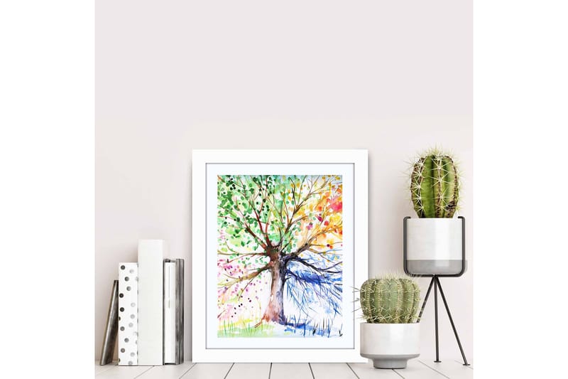 Tavla Floral Med Ram Flerfärgad 23,5X28,5 - 23,5x28,5 cm - Inredning - Tavlor & posters - Canvastavla