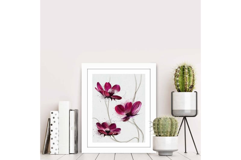 Tavla Floral Med Ram Flerfärgad 23,5X28,5 - 23,5x28,5 cm - Inredning - Tavlor & posters - Canvastavla