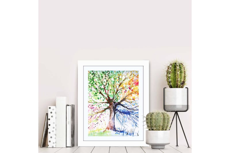 Tavla Floral med Ram Flerfärgad - 23,5x28,5 cm - Inredning - Tavlor & posters - Canvastavla