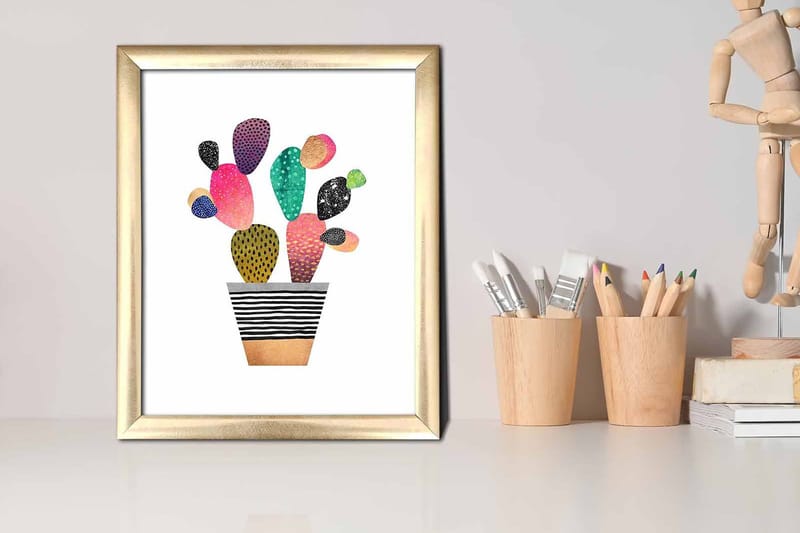 Tavla Floral med Ram Flerfärgad - 23,5x28,5 cm - Inredning - Tavlor & posters - Canvastavla