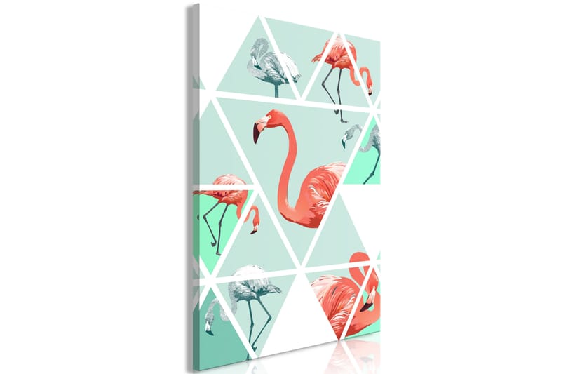 Tavla Geometric Flamingos (1 Part) Vertical 40x60 - Artgeist sp. z o. o. - Canvastavla
