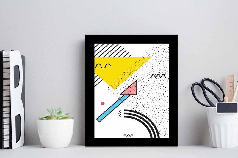 Tavla Geometric Med Ram Flerfärgad 23,5X28,5 - 23,5x28,5 cm - Inredning - Tavlor & posters - Canvastavla