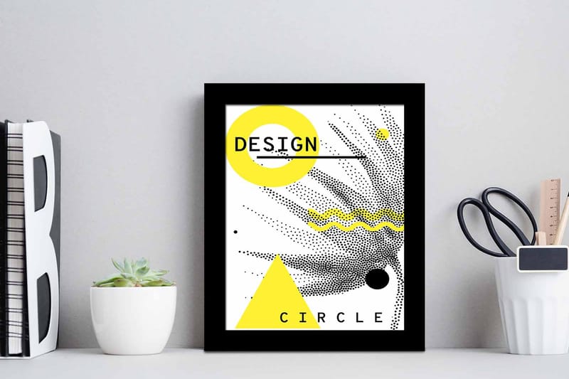 Tavla Geometric Med Ram Flerfärgad 23,5X28,5 - 23,5x28,5 cm - Inredning - Tavlor & posters - Canvastavla