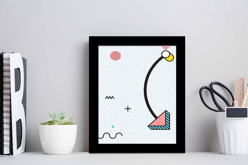 Tavla Geometric Med Ram Flerfärgad 23,5X28,5 - 23,5x28,5 cm - Inredning - Tavlor & posters - Canvastavla