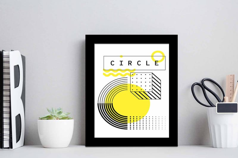 Tavla Geometric Med Ram Flerfärgad 23,5X28,5 - 23,5x28,5 cm - Inredning - Tavlor & posters - Canvastavla