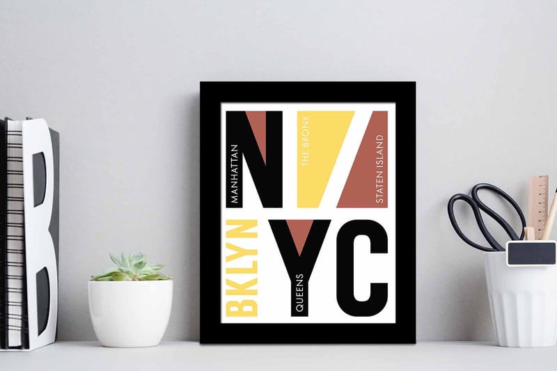 Tavla Geometric med Ram Flerfärgad - 23,5x28,5 cm - Inredning - Tavlor & posters - Canvastavla