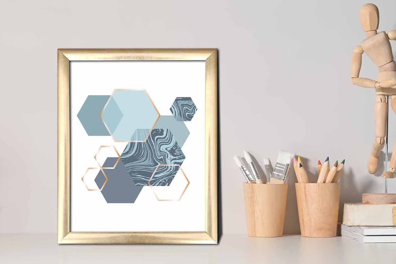 Tavla Geometrical Med Ram Flerfärgad 23,5X28,5 - 23,5x28,5 cm - Inredning - Tavlor & posters - Canvastavla