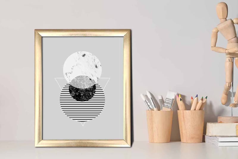 Tavla Geometrical Med Ram Flerfärgad 23,5X28,5 - 23,5x28,5 cm - Inredning - Tavlor & posters - Canvastavla