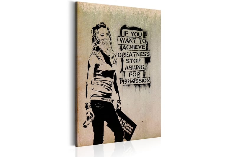 Tavla Graffiti Slogan By Banksy 60x90 - Artgeist sp. z o. o. - Canvastavla