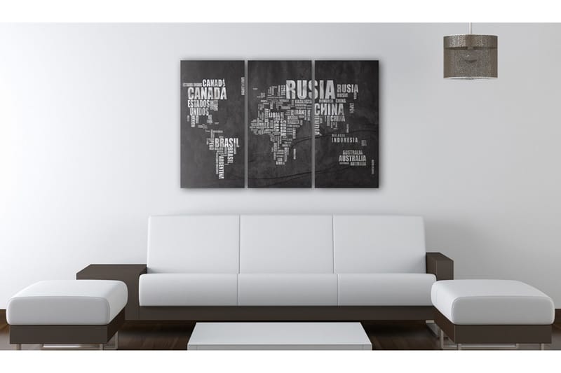 Tavla Karta över världen (spanska språket) Triptych 90x60 - Artgeist sp. z o. o. - Canvastavla