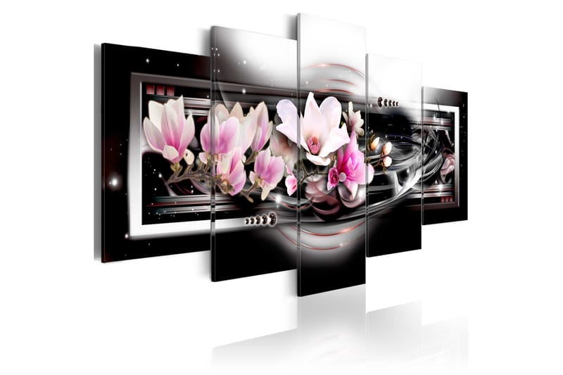 Tavla Magnolias On A Black Background 200x100 - Artgeist sp. z o. o. - Canvastavla