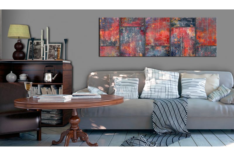 Tavla Metal Mosaic Red VALUE_MISSING_3 135x45 - Inredning - Tavlor & posters - Canvastavla