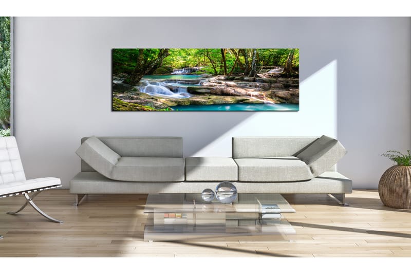 Tavla Nature Forest Waterfall 150x50 - Artgeist sp. z o. o. - Canvastavla