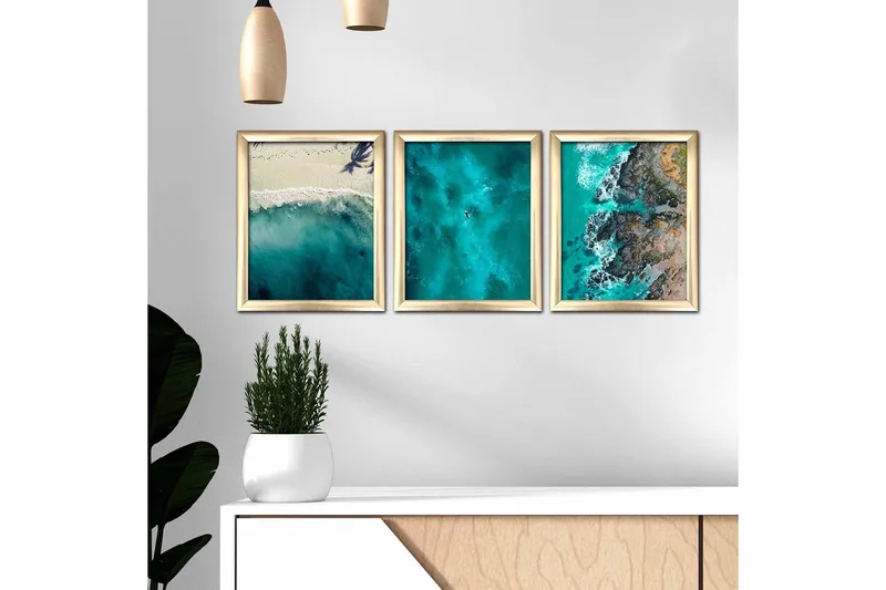 Tavla Nautical med Ram 3-pack Flerfärgad - 23,5x28,5 cm - Inredning - Tavlor & posters - Canvastavla