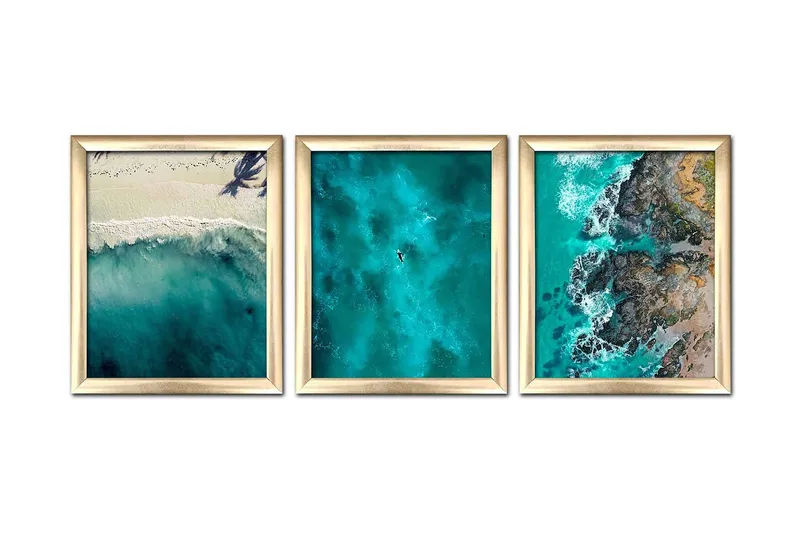 Tavla Nautical med Ram 3-pack Flerfärgad, 23,5x28,5 cm